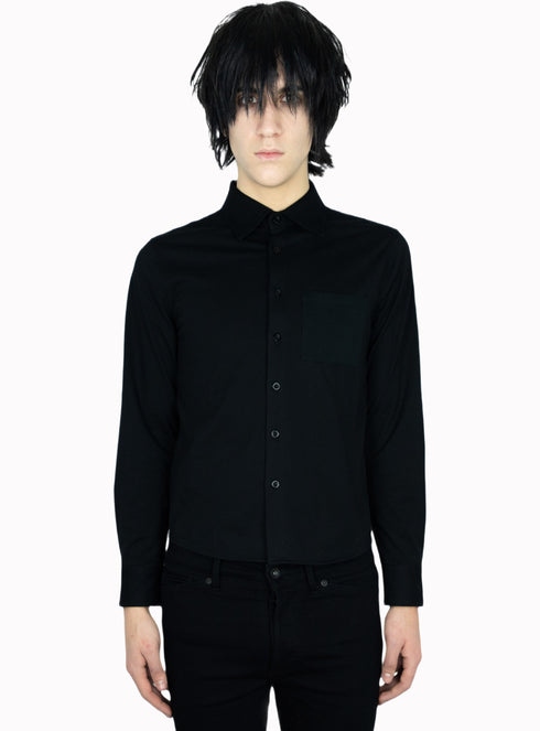 Knit Button Up Shirt Black - M425601HYB