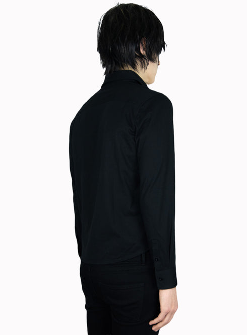 Knit Button Up Shirt Black - M425601HYB