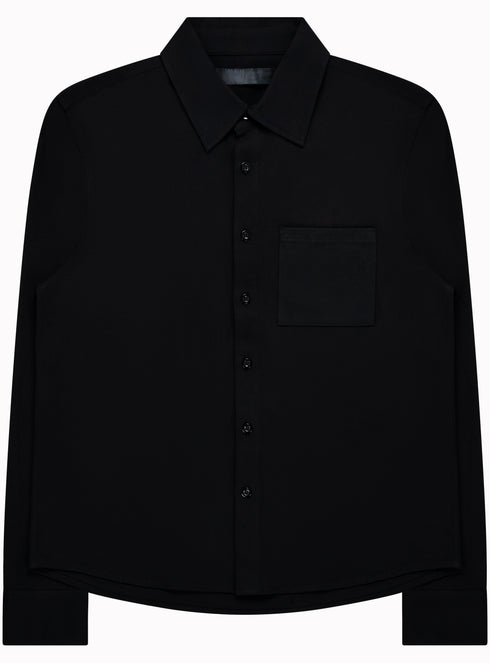Knit Button Up Shirt Black - M425601HYB