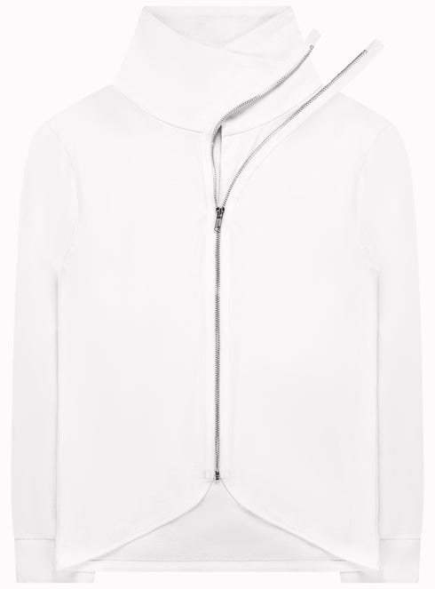 Torre Knit Zip Front Jacket White - M425427HYB