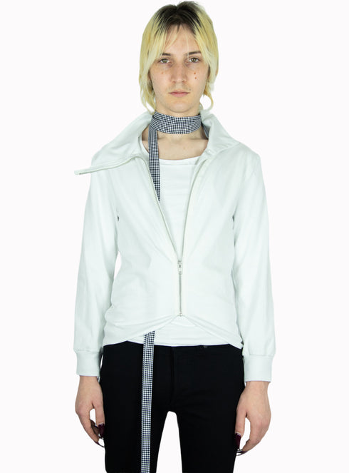 Torre Knit Zip Front Jacket White - M425427HYB